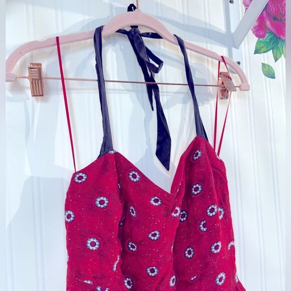 Free People Red and White Sleeveless Sundress Sz 4 - Picture 3 of 7